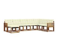 vidaXL Conjunto de sofás de Exterior con cojín 8 pcs Natural y Crema, Sofá seccional Moderno para jardín, Set Resistente para Exterior, Mueble cómodo para tu terraza