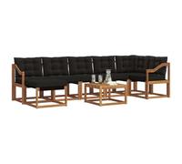 vidaXL Conjunto de sofás de Exterior con cojín 8 pcs Natural y Negro, Conjunto de Jardín, Sofá Cómodo para Exterior, Muebles Modernos, Resistente al Clima, Brazo Práctico