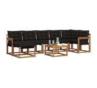 vidaXL Conjunto de sofás de Exterior con cojín 8 pcs Natural y Negro, Conjunto de Jardín, Sofá Cómodo para Exterior, Muebles Modernos, Resistente al Clima, Brazo Práctico