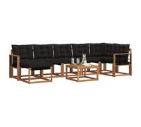 vidaXL Conjunto de sofás de Exterior con cojín 8 pcs Natural y Negro, Conjunto de Jardín, Sofá Cómodo para Exterior, Muebles Modernos, Resistente al Clima, Brazo Práctico