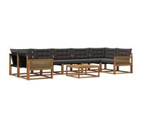 vidaXL Conjunto de sofás de Exterior con cojín 8 pcs Natural y Negro, Juego de Sofás Modernos para Exterior, Muebles Resistentes, Elegante Colección para Patio, Asientos Cómodos