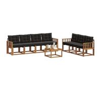 vidaXL Conjunto de sofás de Exterior con cojín 8 pcs Natural y Negro, Sofá Moderno para Exteriores, Muebles de jardín Resistentes, Juego de sección para terraza y Vida cómoda