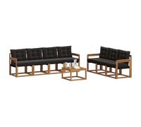 vidaXL Conjunto de sofás de Exterior con cojín 8 pcs Natural y Negro, Sofá Moderno para Exteriores, Muebles de jardín Resistentes, Juego de sección para terraza y Vida cómoda