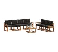 vidaXL Conjunto de sofás de Exterior con cojín 8 pcs Natural y Negro, Sofá Moderno para Exteriores, Muebles de jardín Resistentes, Juego de sección para terraza y Vida cómoda