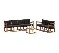 vidaXL Conjunto de sofás de Exterior con cojín 8 pcs Natural y Negro, Sofá Moderno para Exteriores, Muebles de jardín Resistentes, Juego de sección para terraza y Vida cómoda