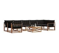 vidaXL Conjunto de sofás de Exterior con cojín 8 pcs Natural y Negro, Sofá Modular Moderno para Exterior, Muebles de jardín Elegantes, Asientos cómodos y Resistentes al Tiempo