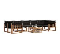 vidaXL Conjunto de sofás de Exterior con cojín 8 pcs Natural y Negro, Sofá Modular Moderno para Exterior, Muebles de jardín Elegantes, Asientos cómodos y Resistentes al Tiempo