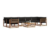 vidaXL Conjunto de sofás de Exterior con cojín 8 pcs Natural y Negro, Sofá Modular Moderno para Exterior, Muebles de jardín Elegantes, Asientos cómodos y Resistentes al Tiempo