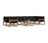 vidaXL Conjunto de sofás de Exterior con cojín 8 pcs Natural y Negro, Sofá Modular Moderno para Exterior, Muebles de jardín Elegantes, Asientos cómodos y Resistentes al Tiempo