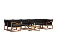 vidaXL Conjunto de sofás de Exterior con cojín 8 pcs Natural y Negro, Sofá Modular Moderno para Exterior, Muebles de jardín Elegantes, Asientos cómodos y Resistentes al Tiempo