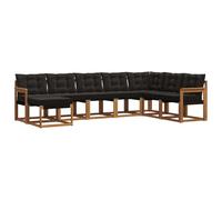 vidaXL Conjunto de sofás de Exterior con cojín 8 pcs Natural y Negro, Sofá seccional Moderno para jardín, Set Resistente para Exterior, Mueble cómodo para tu terraza