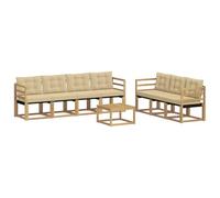 vidaXL Conjunto de sofás de Exterior con cojín 8 pcs y Beige, Sofá Moderno para Exteriores, Muebles de jardín Resistentes, Juego de sección para terraza y Vida cómoda