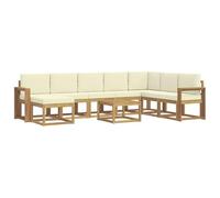 vidaXL Conjunto de sofás de Exterior con cojín 9 pcs Blanco y Crema, Conjunto Sofá Jardín Moderno, Seccional Resistente, Muebles Acacia, para Relajarte al Aire Libre