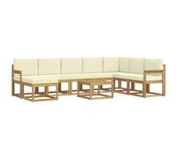 vidaXL Conjunto de sofás de Exterior con cojín 9 pcs Blanco y Crema, Conjunto Sofá Jardín Moderno, Seccional Resistente, Muebles Acacia, para Relajarte al Aire Libre