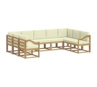 vidaXL Conjunto de sofás de Exterior con cojín 9 pcs Blanco y Crema, Juego de Sofás Modernos, Resistente a la Intemperie, Muebles de Acacia, Sección Lujosa, Asientos Cómodos