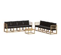 vidaXL Conjunto de sofás de Exterior con cojín 9 pcs Blanco y Negro, Muebles de Jardín, Sofá Seccional Moderno, Conjunto de Patio, Asientos Resistentes para Comodidad y Estilo en Terraza