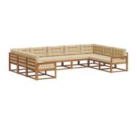 vidaXL Conjunto de sofás de Exterior con cojín 9 pcs Natural y Beige, Conjunto de sofá Moderno para Exteriores, colección Duradera de Patio, Muebles versátiles de jardín