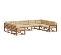 vidaXL Conjunto de sofás de Exterior con cojín 9 pcs Natural y Beige, Conjunto de sofá Moderno para Exteriores, colección Duradera de Patio, Muebles versátiles de jardín