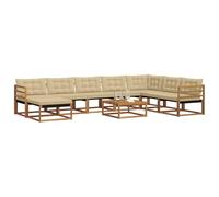 vidaXL Conjunto de sofás de Exterior con cojín 25 pcs Natural y Beige, Conjunto de Sofás Modernos para Exterior, Mueble Duradero, Cómoda Terraza para Relajarse