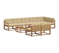 vidaXL Conjunto de sofás de Exterior con cojín 9 pcs Natural y Beige, Muebles Exteriores, Conjunto de sofá de jardín, Sofá de Patio Resistente, Muebles Modernos para Patio