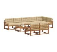 vidaXL Conjunto de sofás de Exterior con cojín 9 pcs Natural y Beige, Muebles Exteriores, Conjunto de sofá de jardín, Sofá de Patio Resistente, Muebles Modernos para Patio