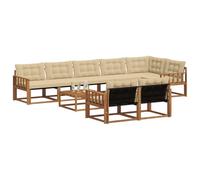 vidaXL Conjunto de sofás de Exterior con cojín 9 pcs Natural y Beige, Sofá Exterior Moderno, Mueble seccional para Patio, cómodo, Durable terraza
