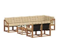 vidaXL Conjunto de sofás de Exterior con cojín 9 pcs Natural y Beige, Sofá Moderno para el jardín, Conjunto de sección Exterior, Mueble Duradero y cómodo para Disfrutar al Aire Libre