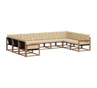 vidaXL Conjunto de sofás de Exterior con cojín 9 pcs Natural y Beige, Sofá Moderno para Exteriores, sección Duradera, Muebles de jardín, Set para terraza y Patio