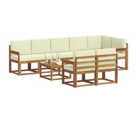 vidaXL Conjunto de sofás de Exterior con cojín 9 pcs Natural y Crema