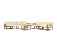 vidaXL Conjunto de sofás de Exterior con cojín 9 pcs Natural y Crema, Conjunto de sofá Exterior, Asientos Modernos Resistentes a la Intemperie para jardín, Patio, Patio Trasero