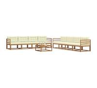 vidaXL Conjunto de sofás de Exterior con cojín 9 pcs Natural y Crema, Conjunto de sofá Exterior, Asientos Modernos Resistentes a la Intemperie para jardín, Patio, Patio Trasero