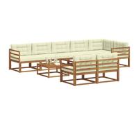 vidaXL Conjunto de sofás de Exterior con cojín 9 pcs Natural y Crema, Muebles Exteriores, Conjunto de sofá de jardín, Sofá de Patio Resistente, Muebles Modernos para Patio