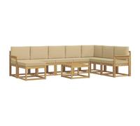 vidaXL Conjunto de sofás de Exterior con cojín 9 pcs y Beige, Conjunto Sofá Jardín Moderno, Seccional Resistente, Muebles Acacia, para Relajarte al Aire Libre