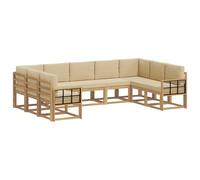 vidaXL Conjunto de sofás de Exterior con cojín 9 pcs y Beige, Juego de Sofás Modernos, Resistente a la Intemperie, Muebles de Acacia, Sección Lujosa, Asientos Cómodos