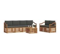vidaXL Conjunto de sofás de Exterior con cojín Natural y Antracita, Sofá Exterior, Moderno, sectional, Mueble Resistente para jardín, Sala en Patio, Juego cómodo para Vivir