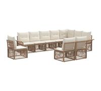 vidaXL Conjunto de sofás de jardín 10 pcs Beige ratán sintético, Sofá de jardín Moderno, Muebles Exteriores Resistentes al Clima, Set Modular para un Descanso con Estilo