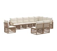 vidaXL Conjunto de sofás de jardín 10 pcs Beige ratán sintético, Sofá de jardín Moderno, Muebles modulares para el Patio, Conjunto Resistente al Clima, Lounge