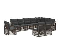 vidaXL Conjunto de sofás de jardín 10 pcs Gris ratán sintético, Sofá de jardín Moderno, Muebles modulares para el Patio, Conjunto Resistente al Clima, Lounge