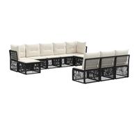 vidaXL Conjunto de sofás de jardín 10 pcs Negro ratán sintético, Conjunto de sofás Modernos para jardín, Muebles Resistentes al Clima, diseño Modular, Asientos Acolchados cómodos