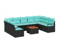 vidaXL Conjunto de sofás de jardín 10 pcs Negro ratán sintético, Muebles Modernos, Ligeros, Resistentes, modulares, a Prueba de Clima, sofá de ratán, Set de Patio, Mesa de Acacia