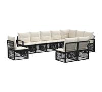 vidaXL Conjunto de sofás de jardín 10 pcs Negro ratán sintético, Sofá de jardín Moderno, Muebles modulares para el Patio, Conjunto Resistente al Clima, Lounge