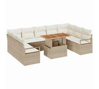 vidaXL Conjunto de Sofá de Jardín de 10 Piezas de con Cojines Beige y Crema, Módulos de Rattan. Muebles Modernos, Resistentes al Clima, Ideales para relajarte y Decorar tu terraza.