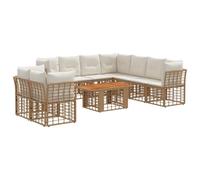 vidaXL Conjunto de sofás de jardín 10 uds. Natural y Crema