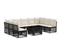 vidaXL Conjunto de sofás de jardín 10 uds. Negro ratán sintético