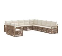 vidaXL Conjunto de sofás de jardín 11 pcs Beige ratán sintético, Sofá Modular, Resistente a la Intemperie, Mueble de Jardín, Lounge Flexible, Asientos para Patio Reconfigurables