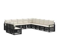 vidaXL Conjunto de sofás de jardín 11 pcs Negro ratán sintético, Sofá Modular, Resistente a la Intemperie, Mueble de Jardín, Lounge Flexible, Asientos para Patio Reconfigurables