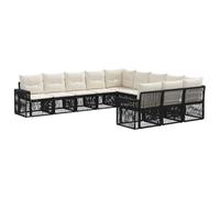vidaXL Conjunto de sofás de jardín 11 pcs Negro y Blanco Crema, Sofá Moderno y Resistente a la Intemperie, Patio, Modular y cómodo para Relajarse al Aire Libre