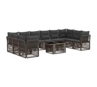 vidaXL Conjunto de sofás de jardín 11 uds. Gris ratán sintético