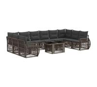 vidaXL Conjunto de sofás de jardín 11 uds. Gris y Gris Oscuro