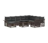 vidaXL Conjunto de sofás de jardín 11 uds. Gris y Gris Oscuro